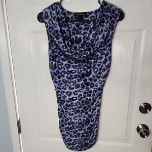 INC International Concepts Blue and Gray Animal Print Top